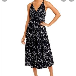 T Tahari Black & White Sleeveless Midi Dress